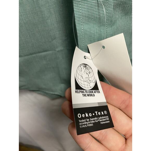 New Chaps Oxford Dress Shirt Men 15.5 32/33 Green Pinpoint Wrinkle Free Oeko-Tex - Picture 6 of 6